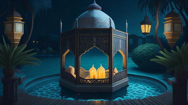 Een lantaarn met islamitische achtergrond