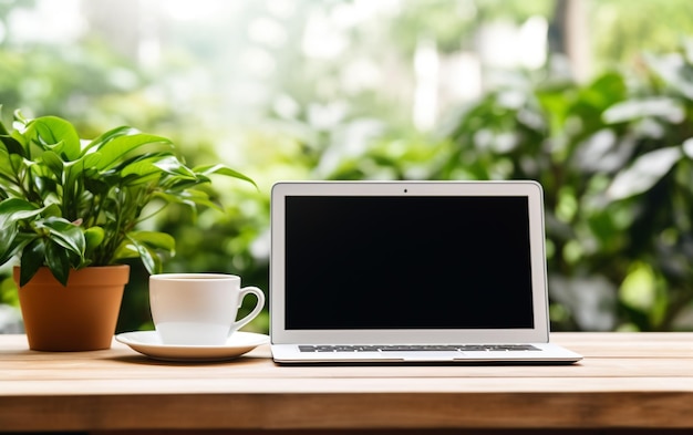 een laptop en een kop koffie staan op een tafel