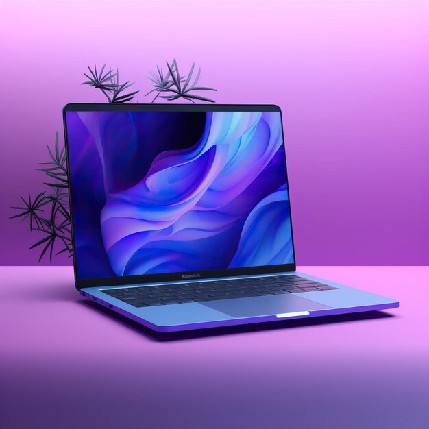 Foto een laptop met een blauw scherm