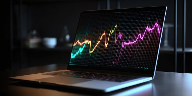 Een laptop met een grafiek op het scherm