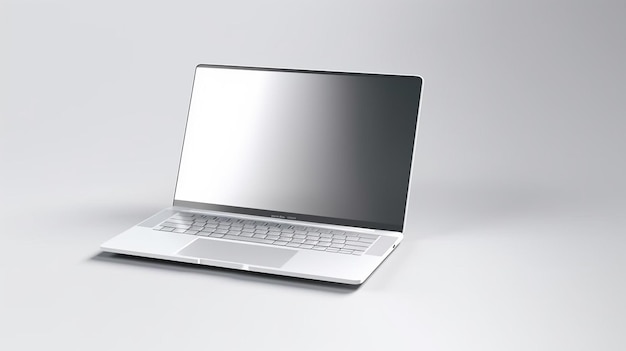 Een laptop met een leeg scherm zit op een wit oppervlak laptop mockup concept