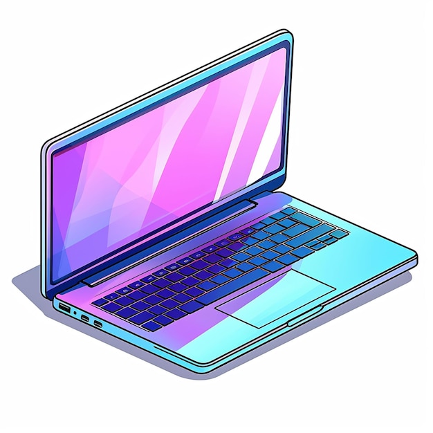 een laptop met een paars en blauw scherm met de vermelding x aan de onderkant