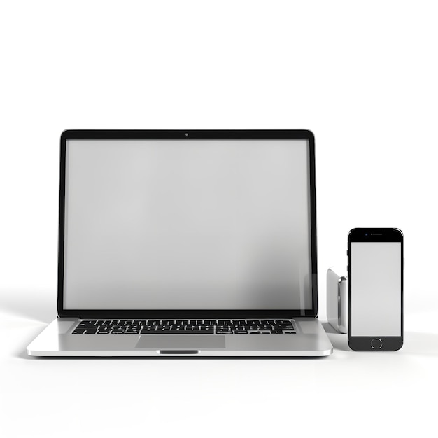 een laptop met een telefoon er naast die zegt touchscreen