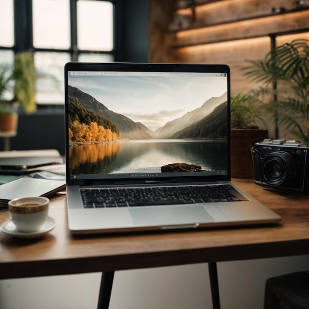 Een laptop op een tafel.