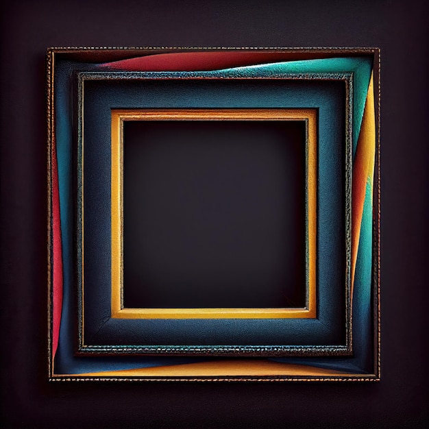Foto een leeg kleurrijk leer vierkant kader op stevige achtergrond