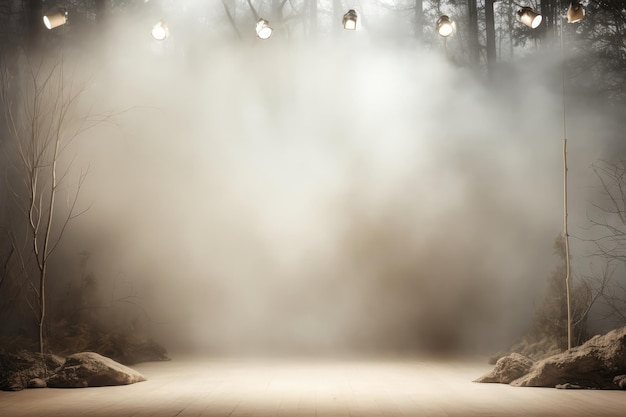 Foto een leeg podium met veel licht erop