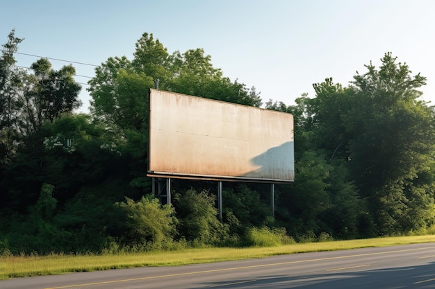 Foto een leeg reclamebord aan de kant van een weg