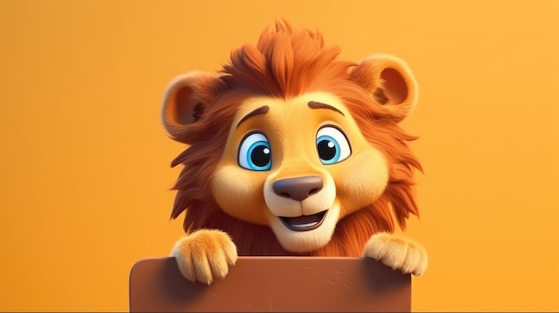 Foto een leeuw met een bordje waarop 'leeuw' staat