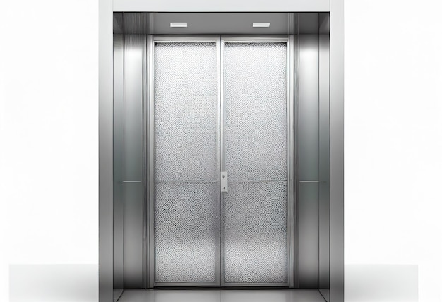 Een lege moderne lift of lift met metalen deuren illustratie Ai generatief