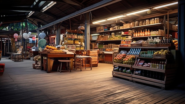 Een lege supermarkt voor het begin van de dag