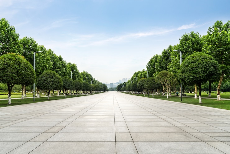 Foto een lege vloer in een stadspark