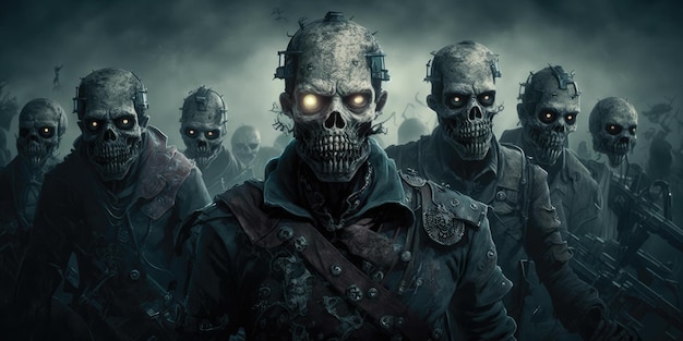 Een leger van ondode apocalyps horror monster donkere thema fantasie