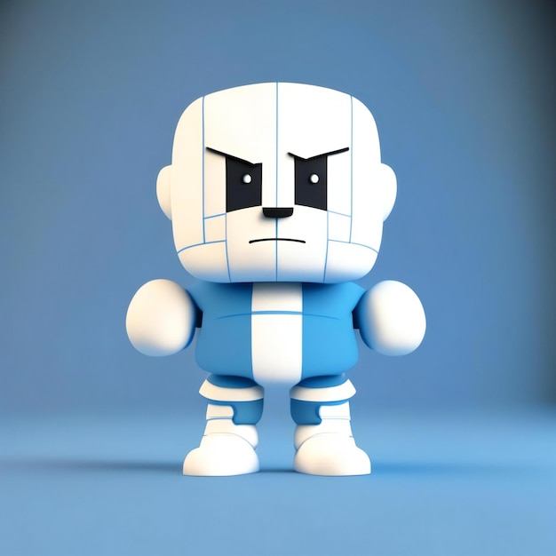 een legofiguur met een blauw shirt en witte sokken.