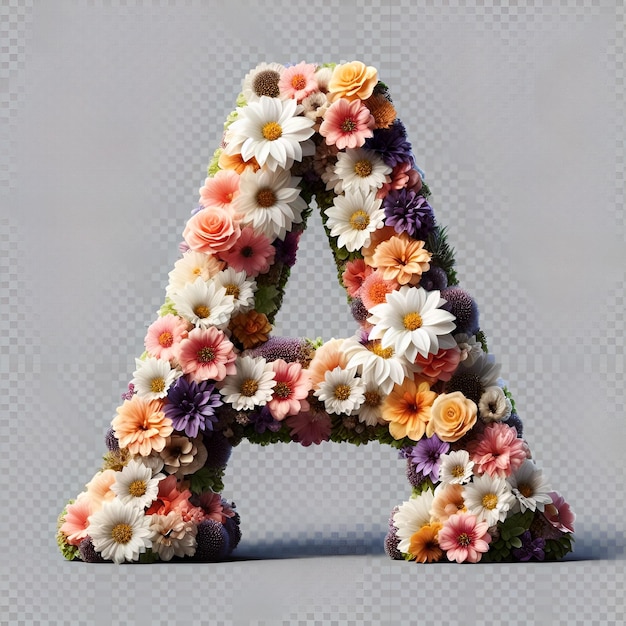 een letter a met bloemen en de letter a erop