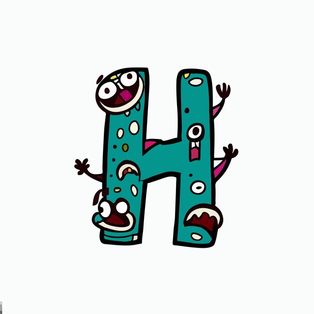 Foto een letter h die in blauw is geschilderd met de letter h erop
