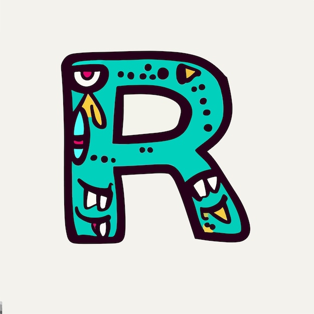 een letter in een grafiek met een groene letter r.