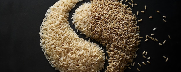 Foto een letter o in een stapel rijst.