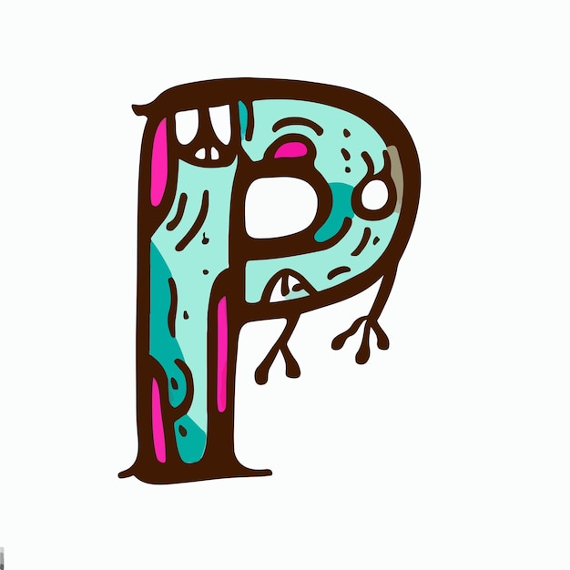 een letter p is getekend in een letter p