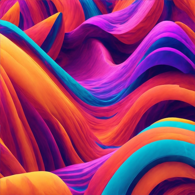 Een levendig abstract landschap van kleurrijke lijnen en vormen