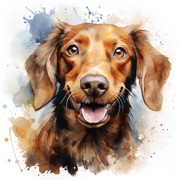 Een levendig aquarelportret van een hond