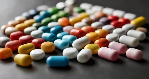 Een levendig assortiment kleurrijke pillen en capsules
