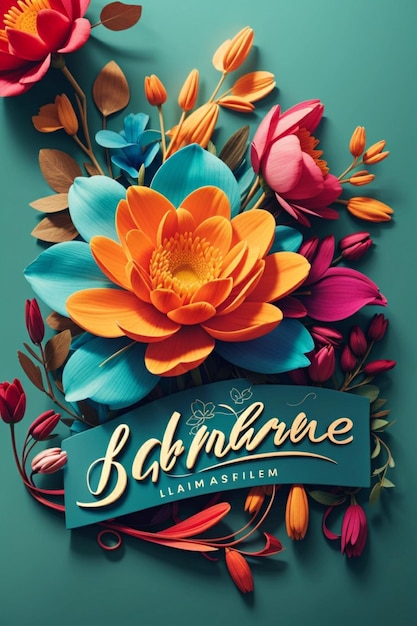 Een levendig bloemenlogo met een eenvoudig maar elegant lettertype en een schattig lettertype