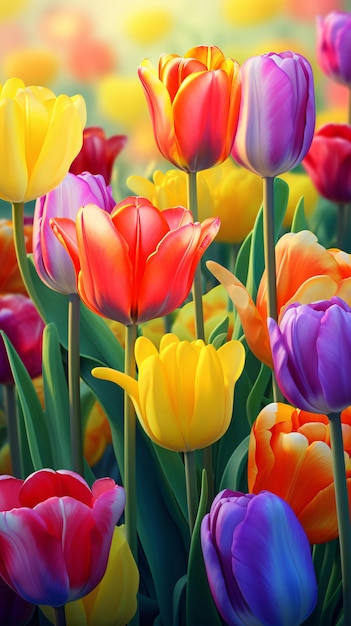 Een levendig boeket bloemen bloeit in een weelderige groene weide