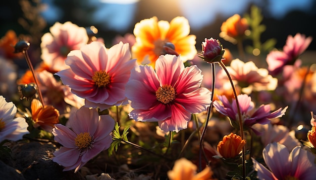 Foto een levendig boeket wilde bloemen brengt de zomer kleurrijke schoonheid gegenereerd door ai