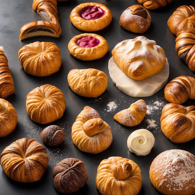 een levendig en heerlijk gebak thema naadloos patroon met suikerballen en gebak puffs