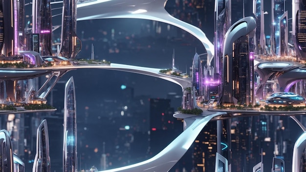 Een levendig hightech stadsbeeld waar de straten leven van het gezoem van 5G-technologie