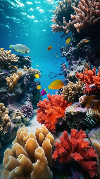 Een levendig koraalrif vol met kleurrijke vissen