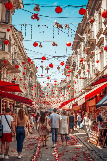 Foto een levendig straatfestival in boekarest ter viering van martisor