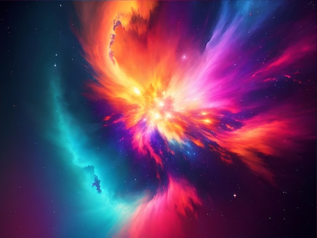 een levendige abstracte achtergrond geïnspireerd door de explosie van kleuren en energie in de kosmos