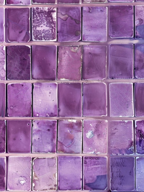 Foto een levendige abstracte compositie van onregelmatig gevormde gebarsten paarse glazen tegels gerangschikt in een ingewikkeld mozaïekpatroon dat een opvallend en visueel dynamisch oppervlak creëert