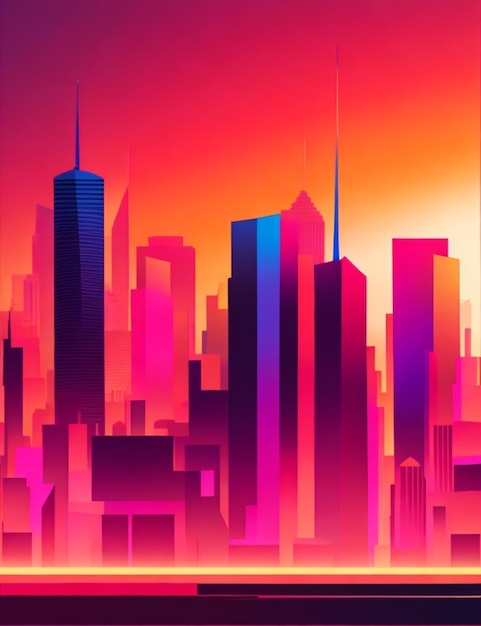 Een levendige abstracte vectorillustratie van de skyline van een stad