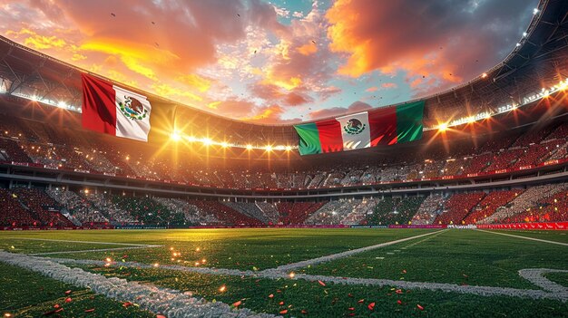 Een levendige achtergrond met het behang van de Mexicaanse vlag