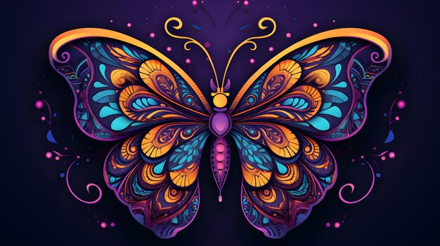 Een levendige afbeelding van een vlinder met ingewikkelde patronen