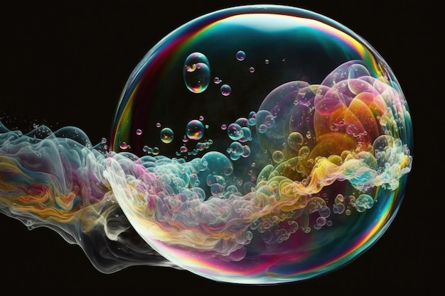 Een levendige bubbel zweeft in de atmosfeer