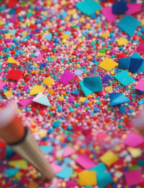 Een levendige carnaval Confetti kleine stukjes kleur om het leven te vieren