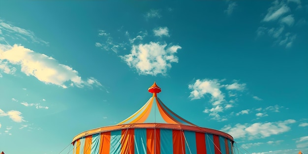 Een levendige circustent tegen een zonnige hemel op een Braziliaans carnaval Conceptfotografie Carnaval Circus Brazilië Levendige kleuren