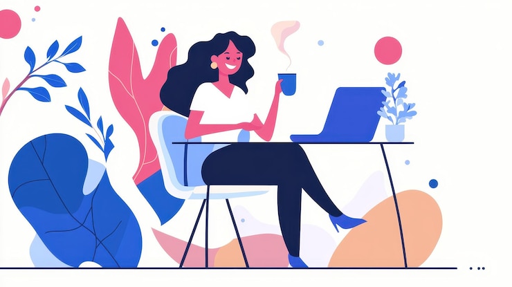 Foto een levendige d-illustratie van een succesvolle zakenvrouw aan haar tafel