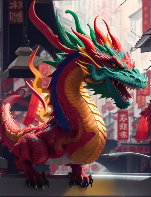 Een levendige draak die zich door een bruisend Chinees Nieuwjaar slingert