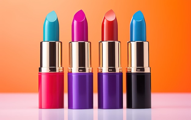 Een levendige line-up van lippenstift met rijke tinten