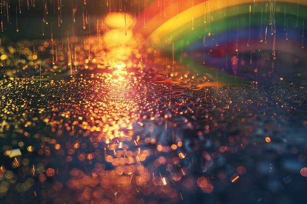 Foto een levendige regenboog na een zomerregen