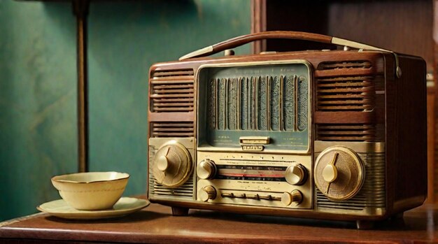 Foto een levendige retro boombox gerenderd in 3d-concept door world radio day