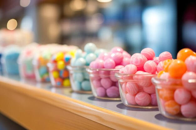 Een levendige snoepwinkel toont een veelkleurig assortiment snoepjes bij de snoepwinkels