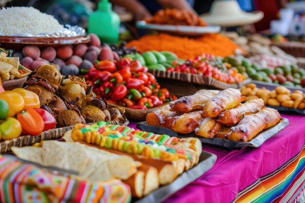 Een levendige tentoonstelling van traditionele Mexicaanse gerechten