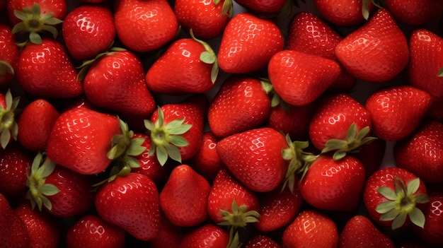 Een levendige tros rijpe aardbeien van dichtbij