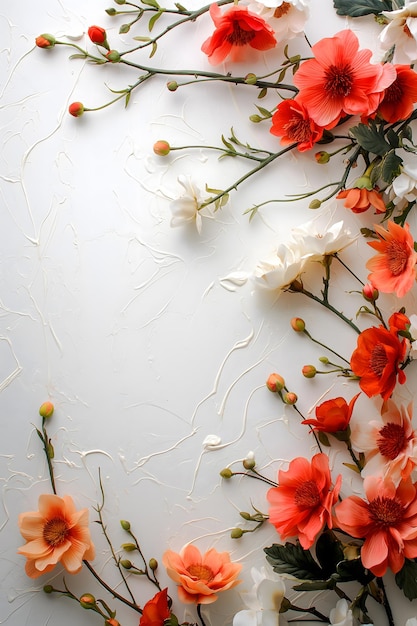 Een levendige verzameling bloemen en planten geïsoleerd op een witte achtergrond