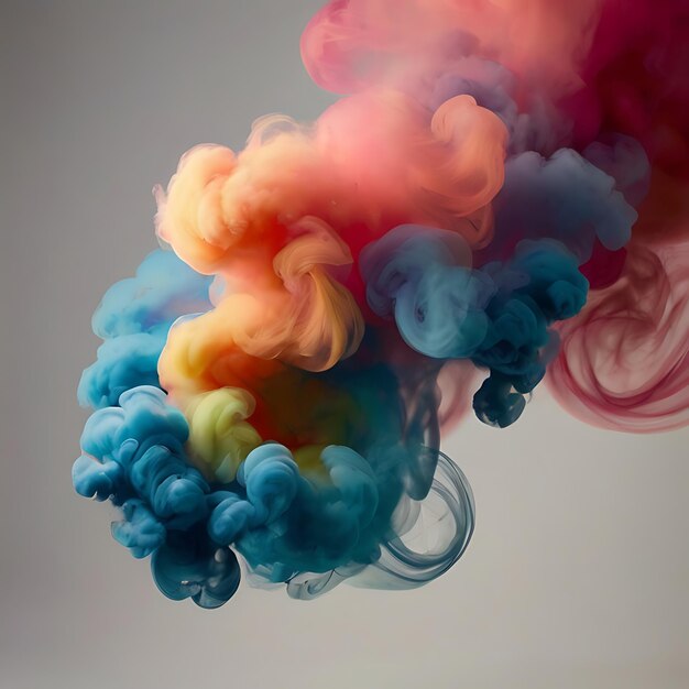 Een levendige weergave van veelkleurige rook draait sierlijk door gnearated door AI